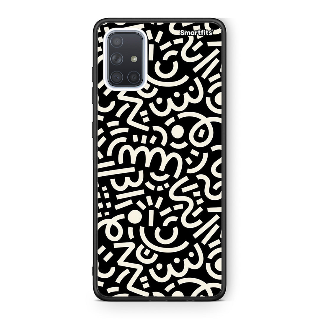 Samsung A51 Doodle Art Θήκη από τη Smartfits με σχέδιο στο πίσω μέρος και μαύρο περίβλημα | Smartphone case with colorful back and black bezels by Smartfits
