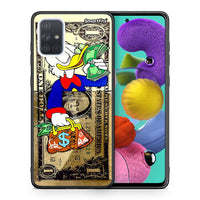 Thumbnail for Θήκη Samsung A51 Duck Money από τη Smartfits με σχέδιο στο πίσω μέρος και μαύρο περίβλημα | Samsung A51 Duck Money case with colorful back and black bezels