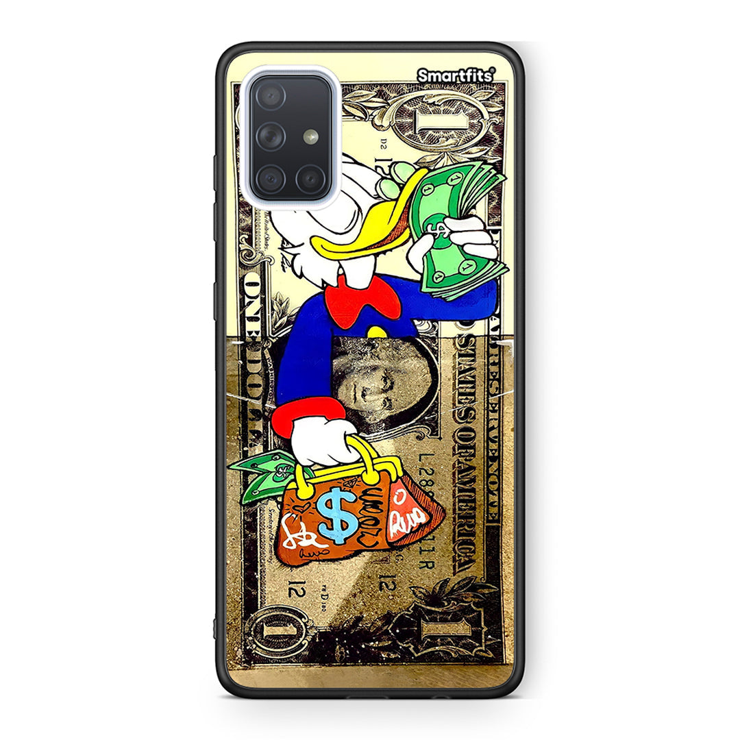 Samsung A71 Duck Money Θήκη από τη Smartfits με σχέδιο στο πίσω μέρος και μαύρο περίβλημα | Smartphone case with colorful back and black bezels by Smartfits