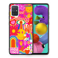 Thumbnail for Θήκη Samsung A51 Hippie Love από τη Smartfits με σχέδιο στο πίσω μέρος και μαύρο περίβλημα | Samsung A51 Hippie Love case with colorful back and black bezels