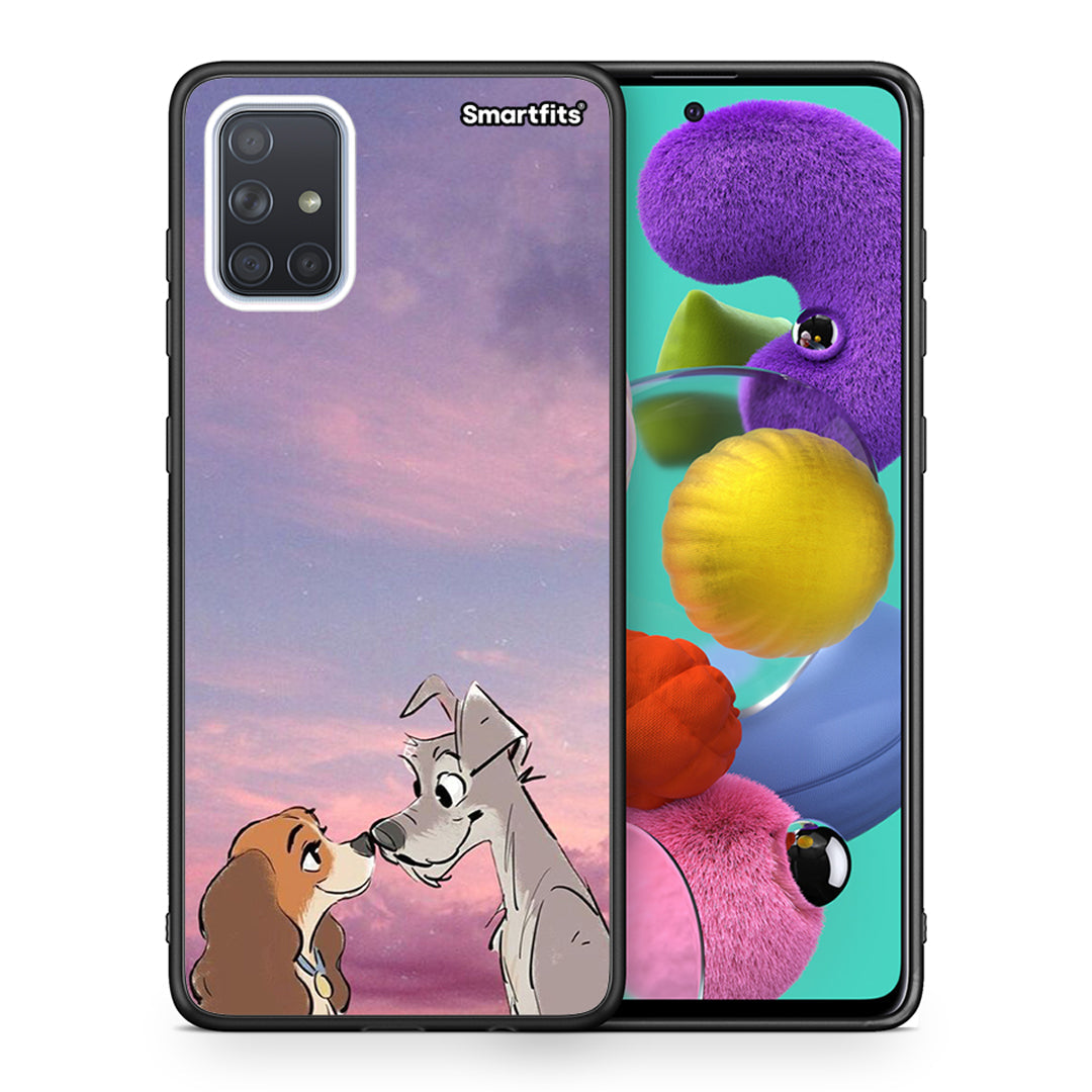 Θήκη Samsung A51 Lady And Tramp από τη Smartfits με σχέδιο στο πίσω μέρος και μαύρο περίβλημα | Samsung A51 Lady And Tramp case with colorful back and black bezels