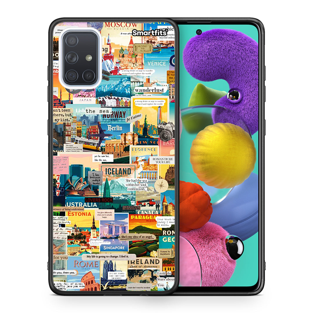 Θήκη Samsung A51 Live To Travel από τη Smartfits με σχέδιο στο πίσω μέρος και μαύρο περίβλημα | Samsung A51 Live To Travel case with colorful back and black bezels