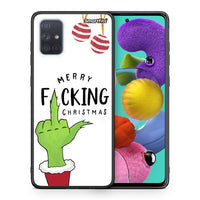 Thumbnail for Θήκη Samsung A51 Merry F Xmas από τη Smartfits με σχέδιο στο πίσω μέρος και μαύρο περίβλημα | Samsung A51 Merry F Xmas case with colorful back and black bezels