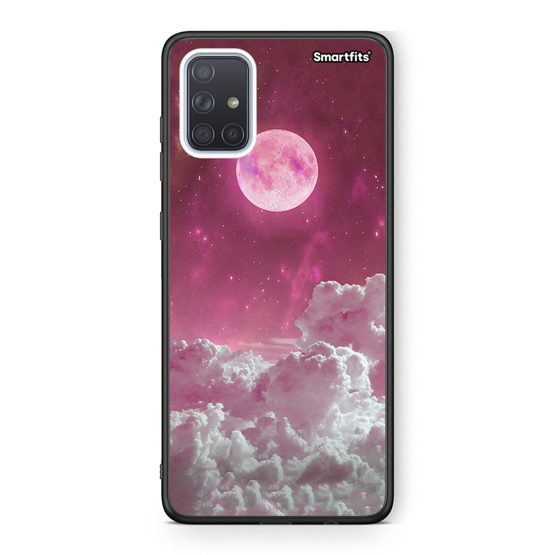 Samsung A71 Pink Moon Θήκη από τη Smartfits με σχέδιο στο πίσω μέρος και μαύρο περίβλημα | Smartphone case with colorful back and black bezels by Smartfits