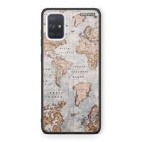 Thumbnail for Samsung A51 World Map Θήκη από τη Smartfits με σχέδιο στο πίσω μέρος και μαύρο περίβλημα | Smartphone case with colorful back and black bezels by Smartfits