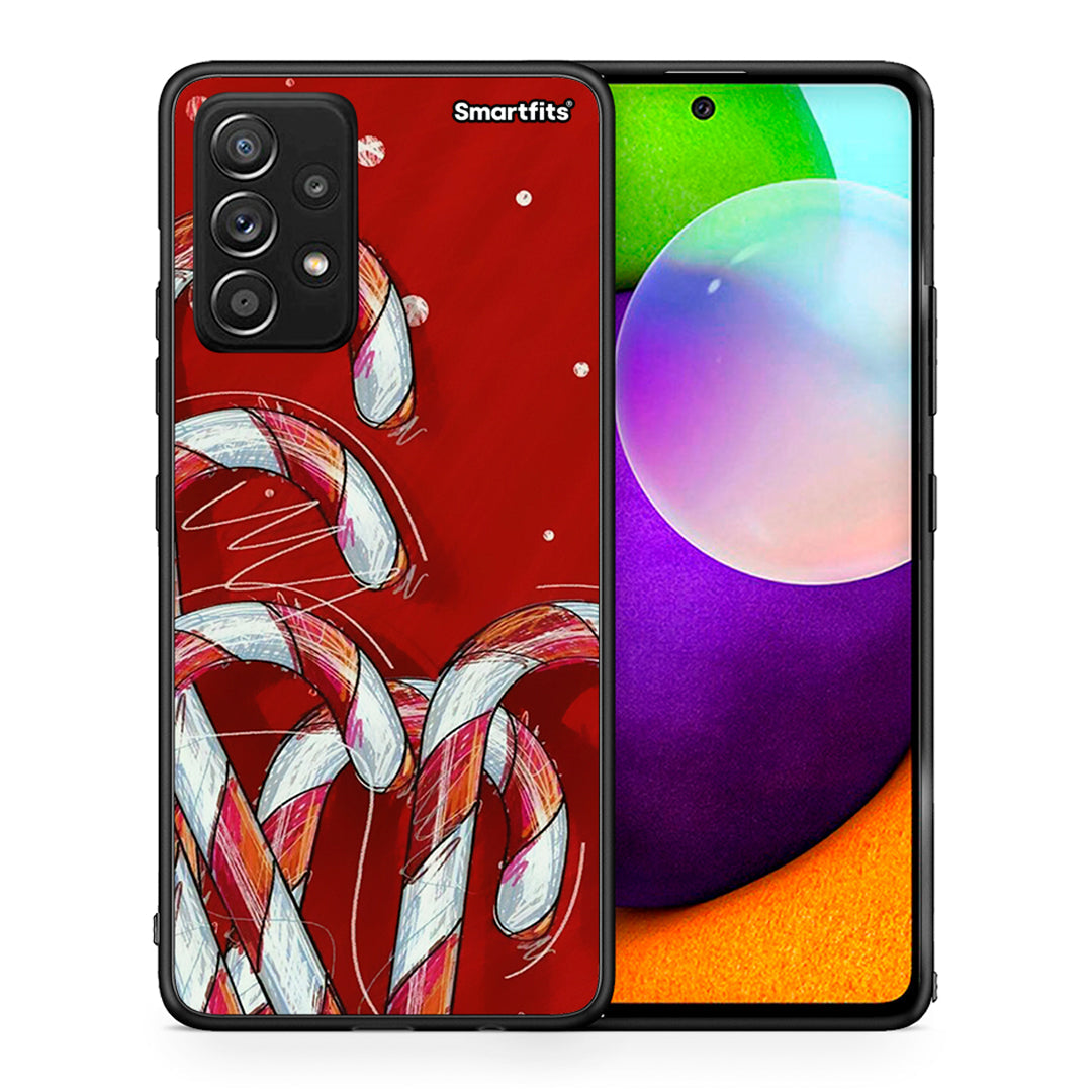 Θήκη Samsung Galaxy A52 Candy Cane από τη Smartfits με σχέδιο στο πίσω μέρος και μαύρο περίβλημα | Samsung Galaxy A52 Candy Cane case with colorful back and black bezels