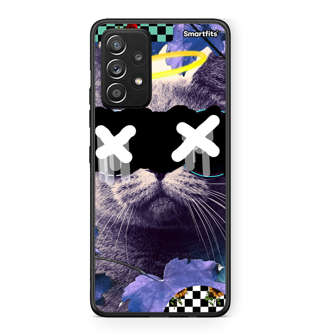 Samsung Galaxy A52 Cat Collage θήκη από τη Smartfits με σχέδιο στο πίσω μέρος και μαύρο περίβλημα | Smartphone case with colorful back and black bezels by Smartfits