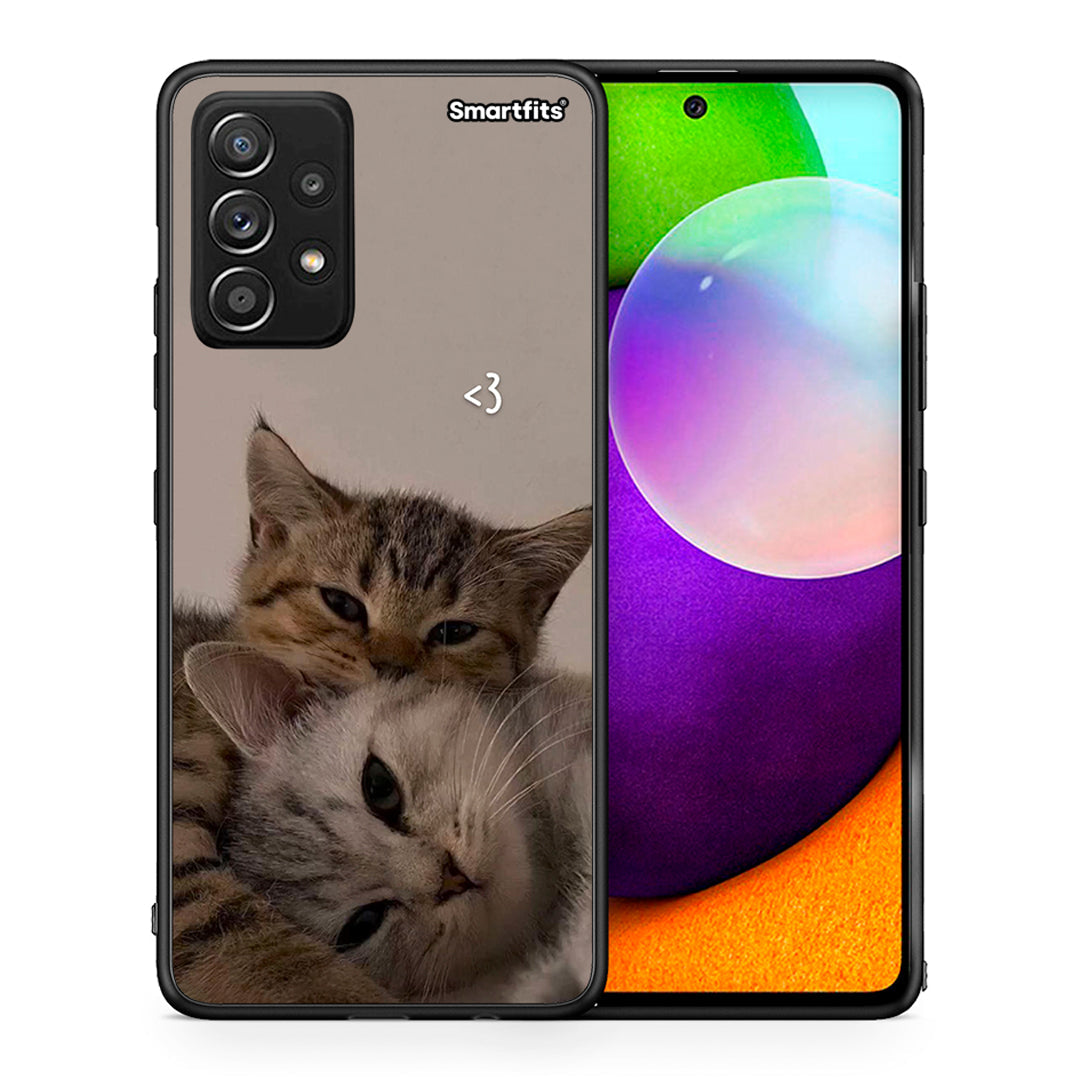 Θήκη Samsung Galaxy A52 Cats In Love από τη Smartfits με σχέδιο στο πίσω μέρος και μαύρο περίβλημα | Samsung Galaxy A52 Cats In Love case with colorful back and black bezels