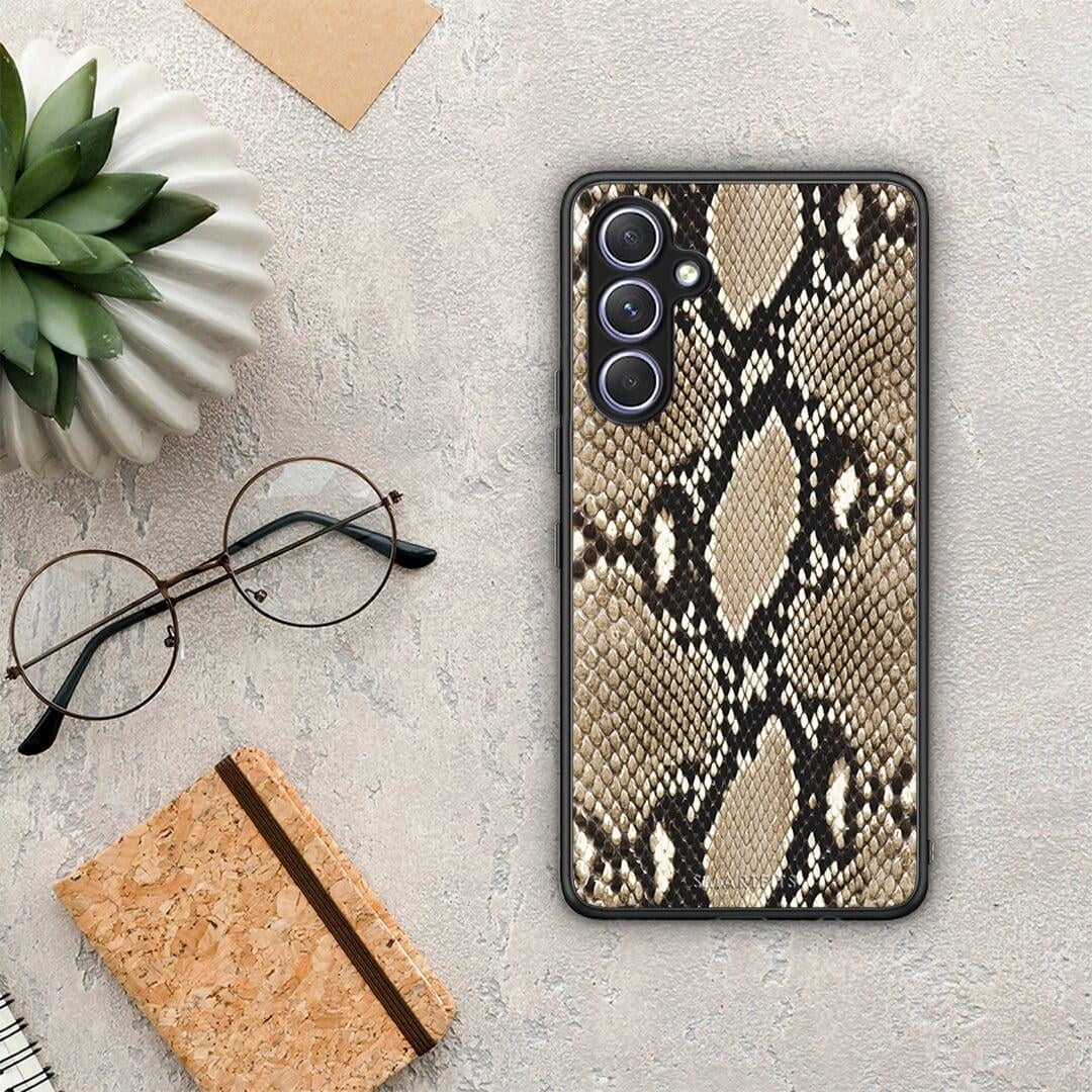 Θήκη Samsung Galaxy A54 Animal Fashion Snake από τη Smartfits με σχέδιο στο πίσω μέρος και μαύρο περίβλημα | Samsung Galaxy A54 Animal Fashion Snake Case with Colorful Back and Black Bezels