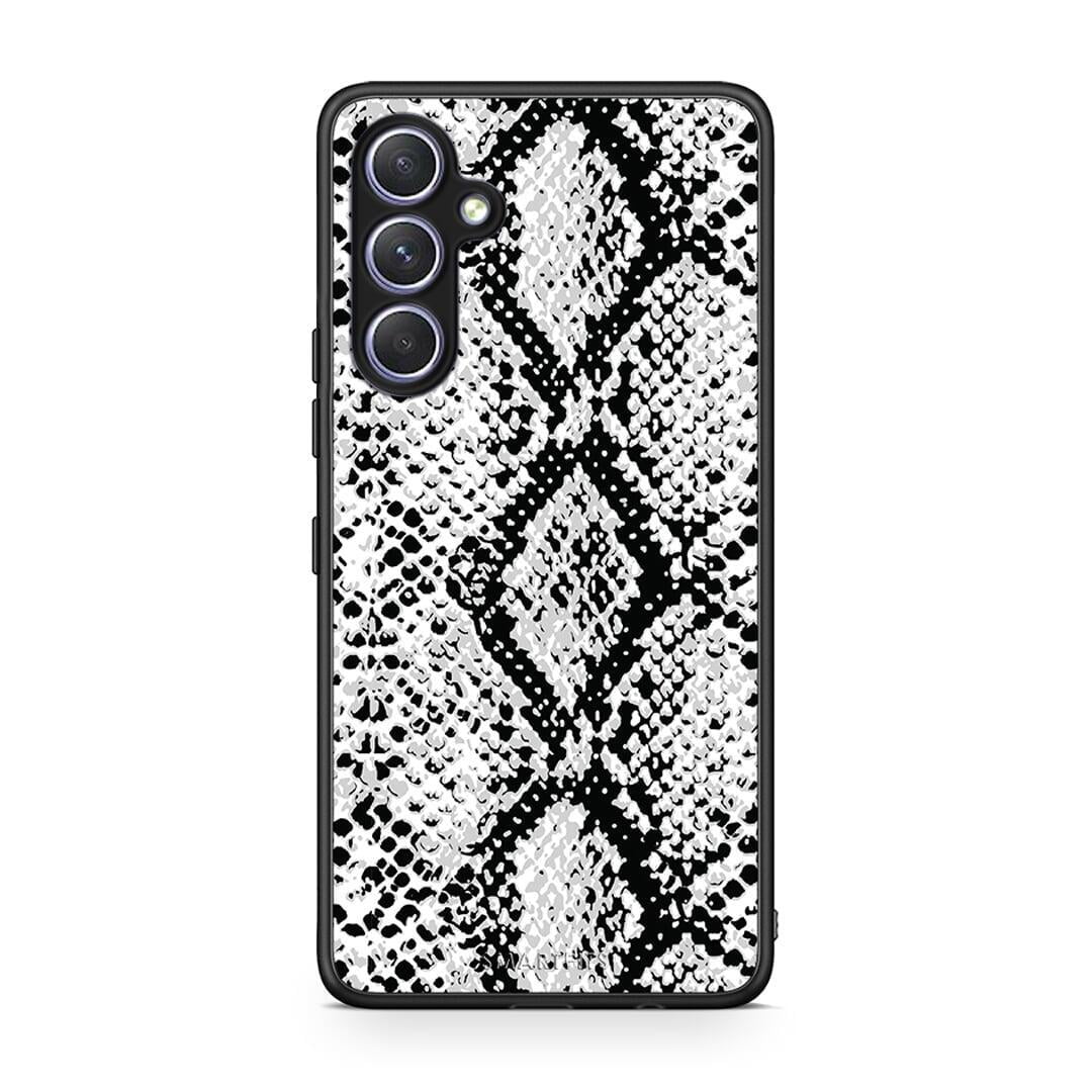 Θήκη Samsung Galaxy A54 Animal White Snake από τη Smartfits με σχέδιο στο πίσω μέρος και μαύρο περίβλημα | Samsung Galaxy A54 Animal White Snake Case with Colorful Back and Black Bezels
