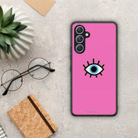 Thumbnail for Θήκη Samsung Galaxy A54 Blue Eye Pink από τη Smartfits με σχέδιο στο πίσω μέρος και μαύρο περίβλημα | Samsung Galaxy A54 Blue Eye Pink Case with Colorful Back and Black Bezels