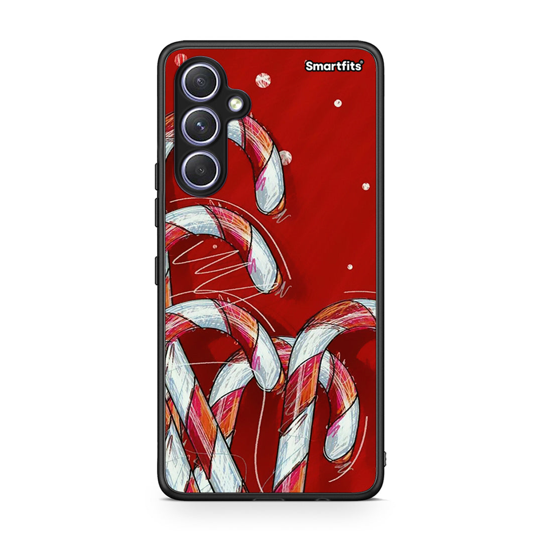 Θήκη Samsung Galaxy A54 Candy Cane από τη Smartfits με σχέδιο στο πίσω μέρος και μαύρο περίβλημα | Samsung Galaxy A54 Candy Cane Case with Colorful Back and Black Bezels