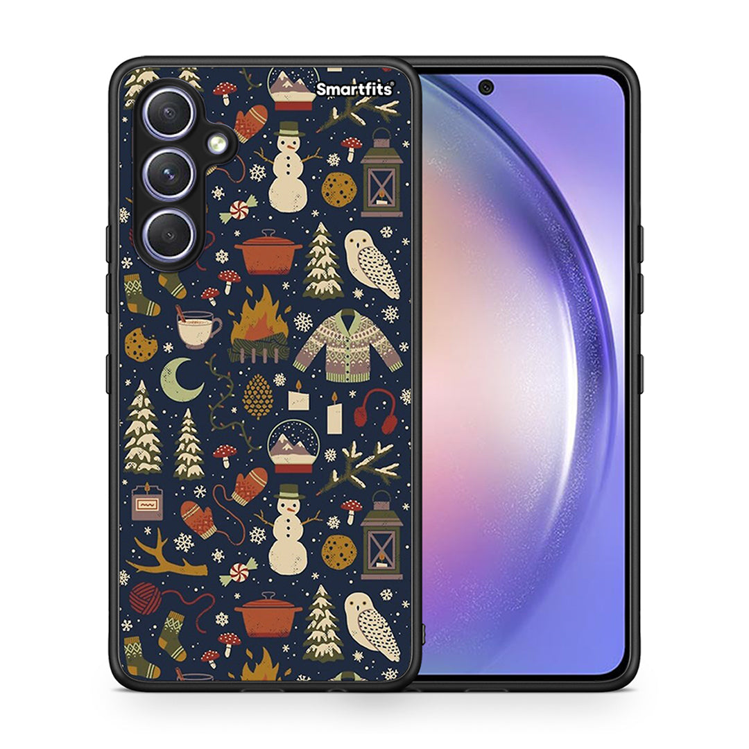 Θήκη Samsung Galaxy A54 Christmas Elements από τη Smartfits με σχέδιο στο πίσω μέρος και μαύρο περίβλημα | Samsung Galaxy A54 Christmas Elements Case with Colorful Back and Black Bezels