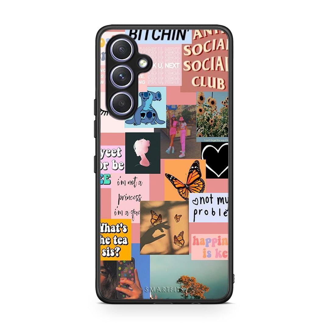 Θήκη Samsung Galaxy A54 Collage Bitchin από τη Smartfits με σχέδιο στο πίσω μέρος και μαύρο περίβλημα | Samsung Galaxy A54 Collage Bitchin Case with Colorful Back and Black Bezels