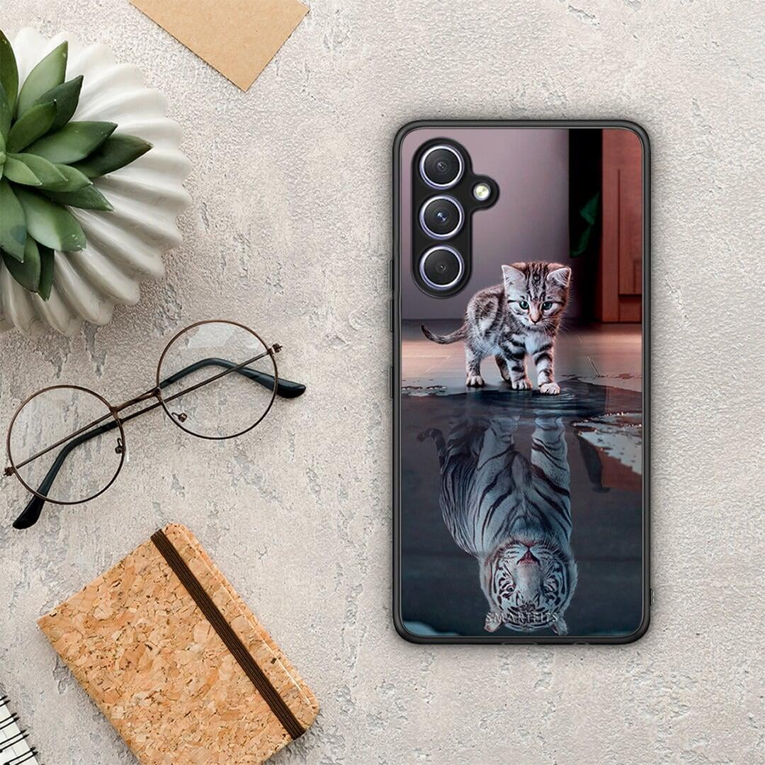 Θήκη Samsung Galaxy A54 Cute Tiger από τη Smartfits με σχέδιο στο πίσω μέρος και μαύρο περίβλημα | Samsung Galaxy A54 Cute Tiger Case with Colorful Back and Black Bezels