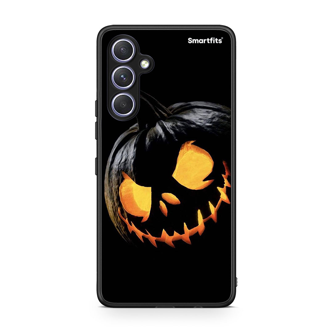 Θήκη Samsung Galaxy A54 Halloween Scary Pumpkin από τη Smartfits με σχέδιο στο πίσω μέρος και μαύρο περίβλημα | Samsung Galaxy A54 Halloween Scary Pumpkin Case with Colorful Back and Black Bezels