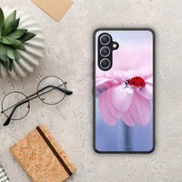 Thumbnail for Θήκη Samsung Galaxy A54 Ladybug Flower από τη Smartfits με σχέδιο στο πίσω μέρος και μαύρο περίβλημα | Samsung Galaxy A54 Ladybug Flower Case with Colorful Back and Black Bezels
