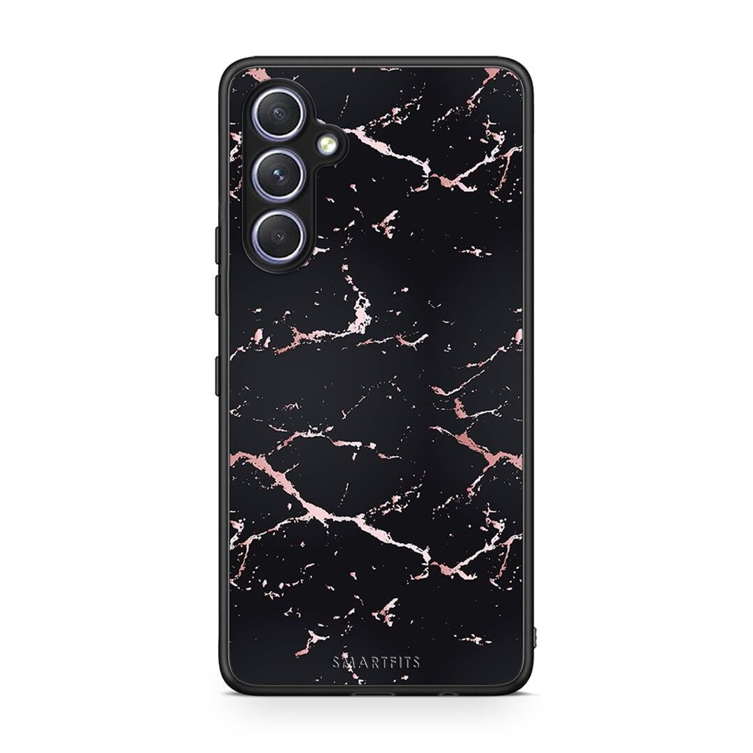 Θήκη Samsung Galaxy A54 Marble Black Rosegold από τη Smartfits με σχέδιο στο πίσω μέρος και μαύρο περίβλημα | Samsung Galaxy A54 Marble Black Rosegold Case with Colorful Back and Black Bezels