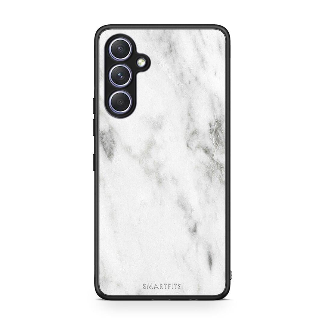 Θήκη Samsung Galaxy A54 Marble White από τη Smartfits με σχέδιο στο πίσω μέρος και μαύρο περίβλημα | Samsung Galaxy A54 Marble White Case with Colorful Back and Black Bezels