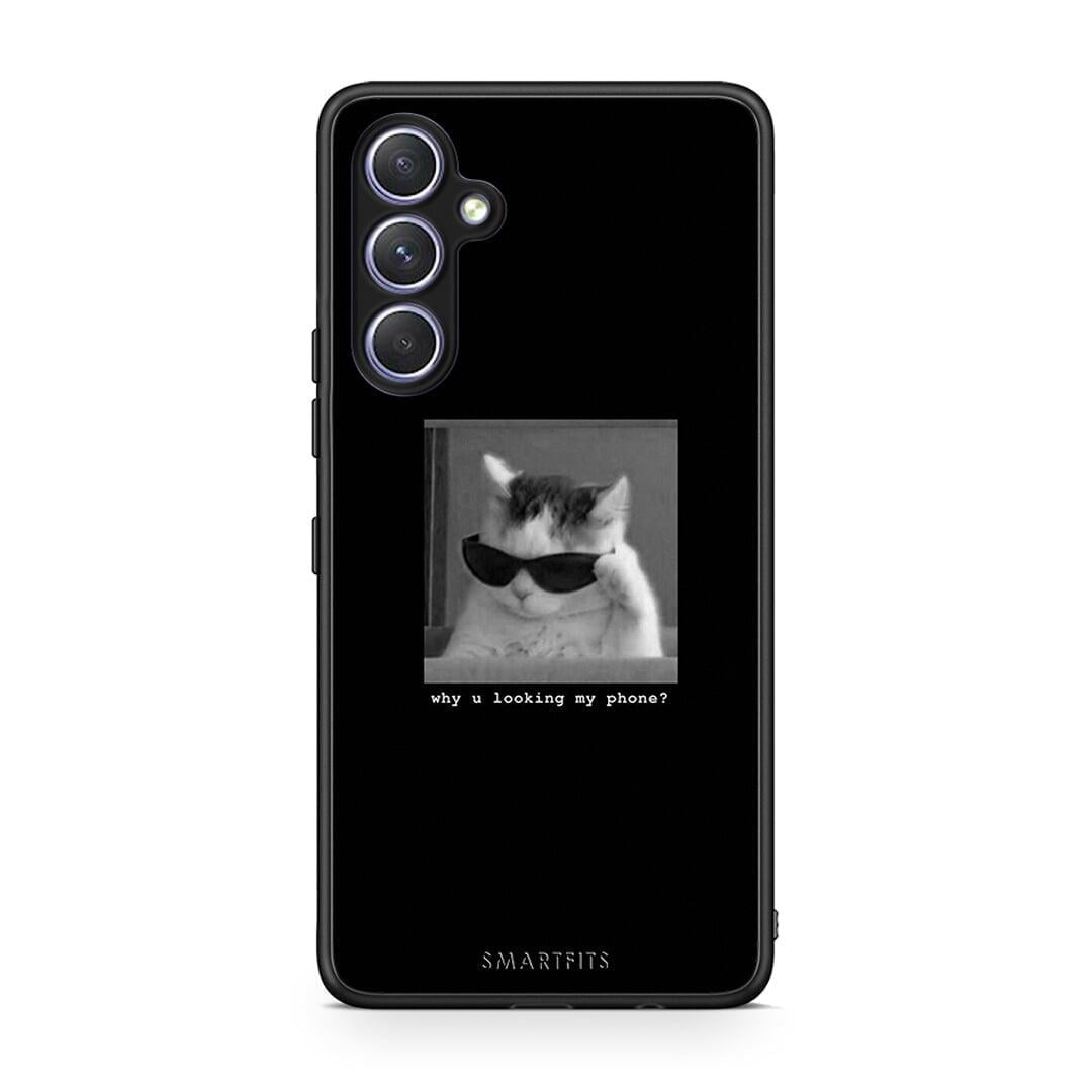 Θήκη Samsung Galaxy A54 Meme Cat από τη Smartfits με σχέδιο στο πίσω μέρος και μαύρο περίβλημα | Samsung Galaxy A54 Meme Cat Case with Colorful Back and Black Bezels