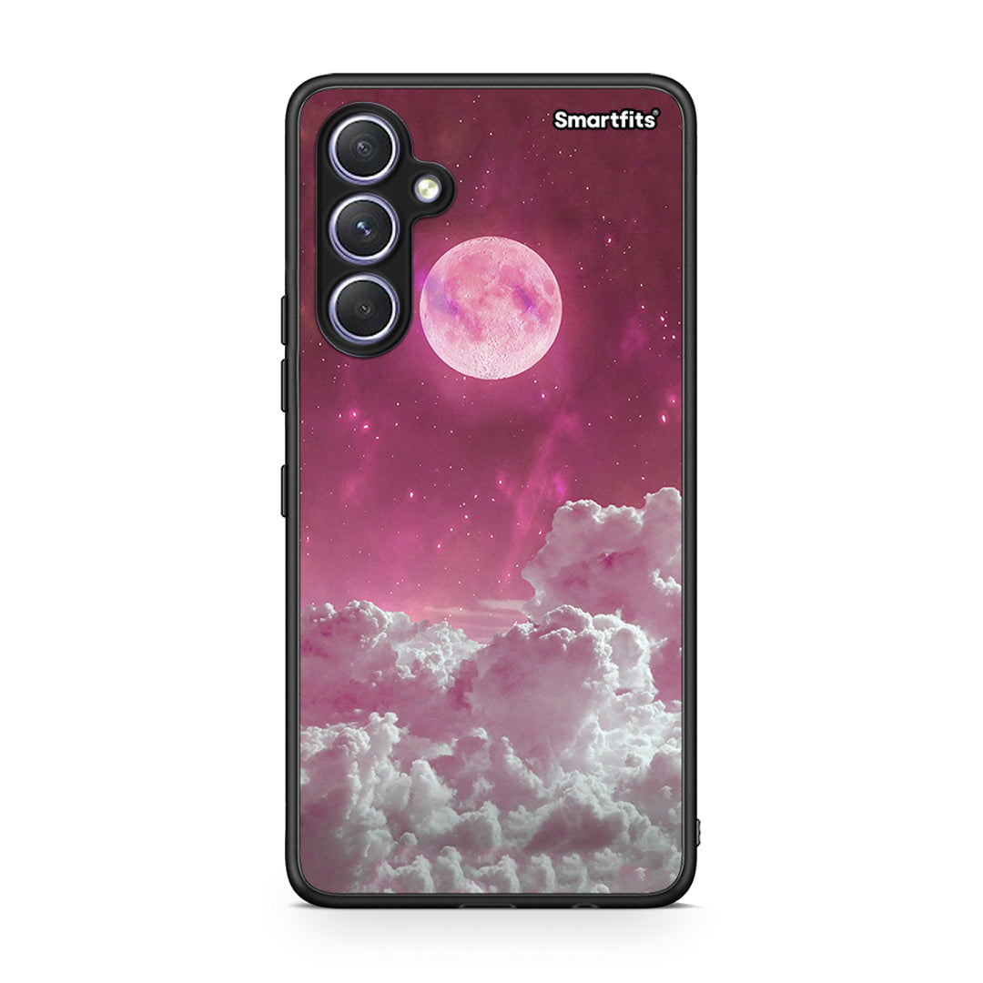 Θήκη Samsung Galaxy A54 Pink Moon από τη Smartfits με σχέδιο στο πίσω μέρος και μαύρο περίβλημα | Samsung Galaxy A54 Pink Moon Case with Colorful Back and Black Bezels