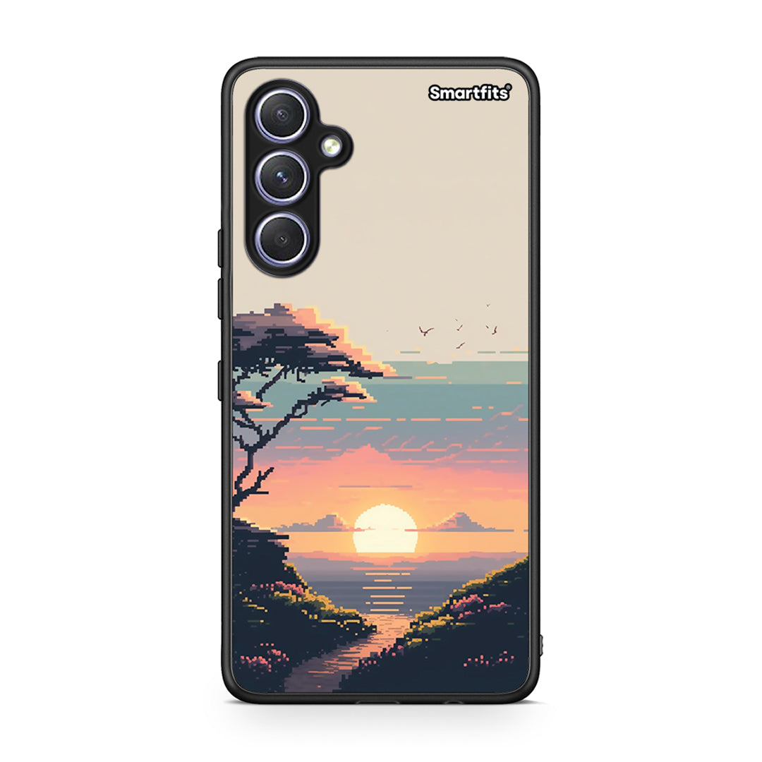 Θήκη Samsung Galaxy A54 Pixel Sunset από τη Smartfits με σχέδιο στο πίσω μέρος και μαύρο περίβλημα | Samsung Galaxy A54 Pixel Sunset Case with Colorful Back and Black Bezels