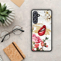 Thumbnail for Θήκη Samsung Galaxy A54 Red Lips από τη Smartfits με σχέδιο στο πίσω μέρος και μαύρο περίβλημα | Samsung Galaxy A54 Red Lips Case with Colorful Back and Black Bezels