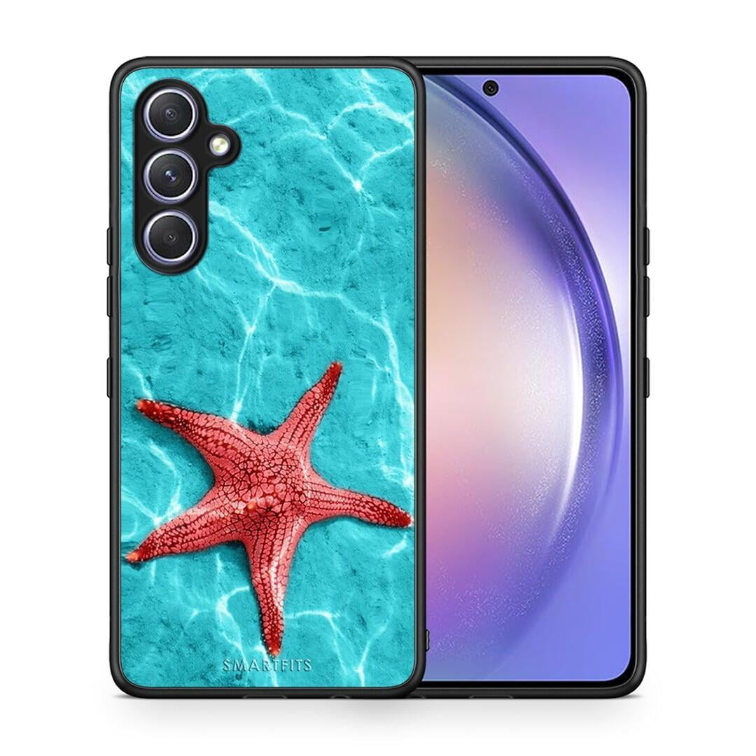 Θήκη Samsung Galaxy A54 Red Starfish από τη Smartfits με σχέδιο στο πίσω μέρος και μαύρο περίβλημα | Samsung Galaxy A54 Red Starfish Case with Colorful Back and Black Bezels