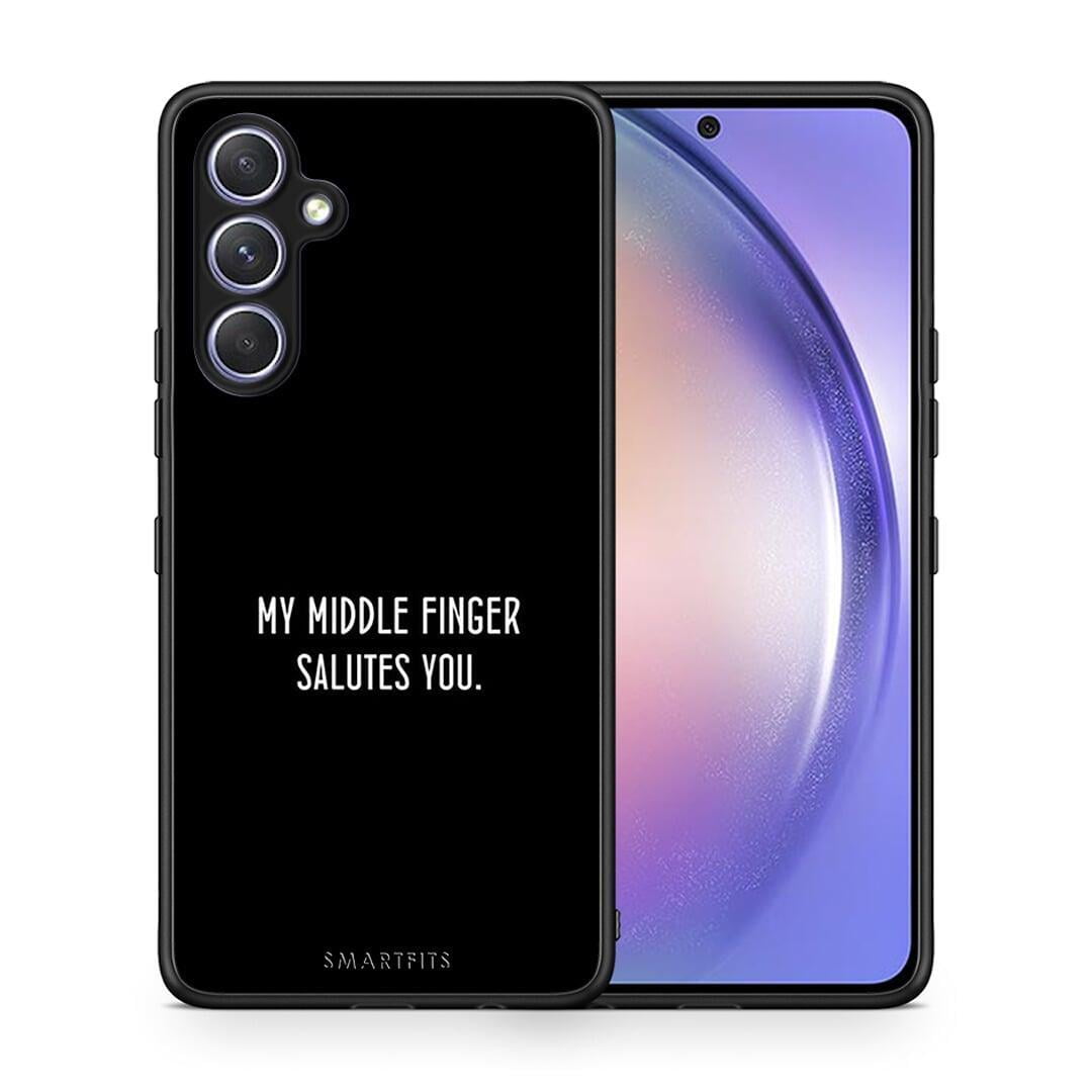 Θήκη Samsung Galaxy A54 Salute από τη Smartfits με σχέδιο στο πίσω μέρος και μαύρο περίβλημα | Samsung Galaxy A54 Salute Case with Colorful Back and Black Bezels