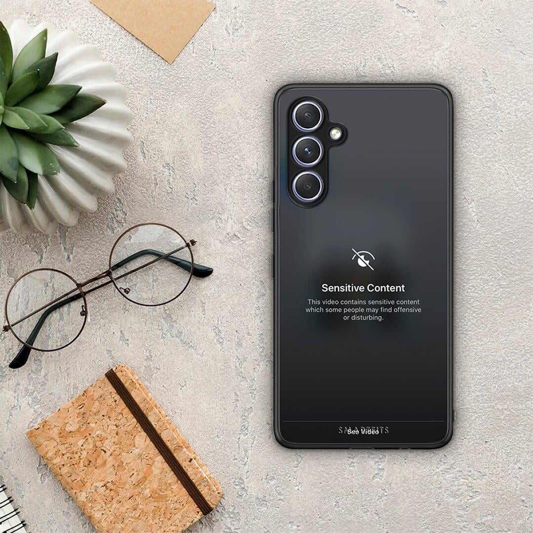 Θήκη Samsung Galaxy A54 Sensitive Content από τη Smartfits με σχέδιο στο πίσω μέρος και μαύρο περίβλημα | Samsung Galaxy A54 Sensitive Content Case with Colorful Back and Black Bezels