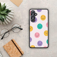 Thumbnail for Θήκη Samsung Galaxy A54 Smiley Faces από τη Smartfits με σχέδιο στο πίσω μέρος και μαύρο περίβλημα | Samsung Galaxy A54 Smiley Faces Case with Colorful Back and Black Bezels