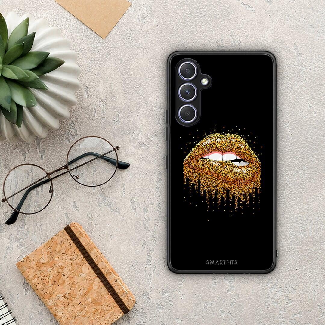 Θήκη Samsung Galaxy A54 Valentine Golden από τη Smartfits με σχέδιο στο πίσω μέρος και μαύρο περίβλημα | Samsung Galaxy A54 Valentine Golden Case with Colorful Back and Black Bezels
