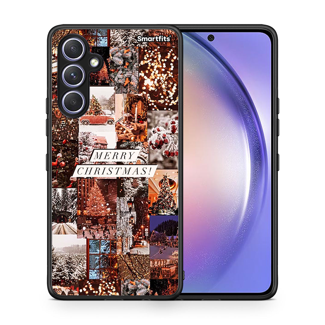 Θήκη Samsung Galaxy A54 Xmas Collage από τη Smartfits με σχέδιο στο πίσω μέρος και μαύρο περίβλημα | Samsung Galaxy A54 Xmas Collage Case with Colorful Back and Black Bezels