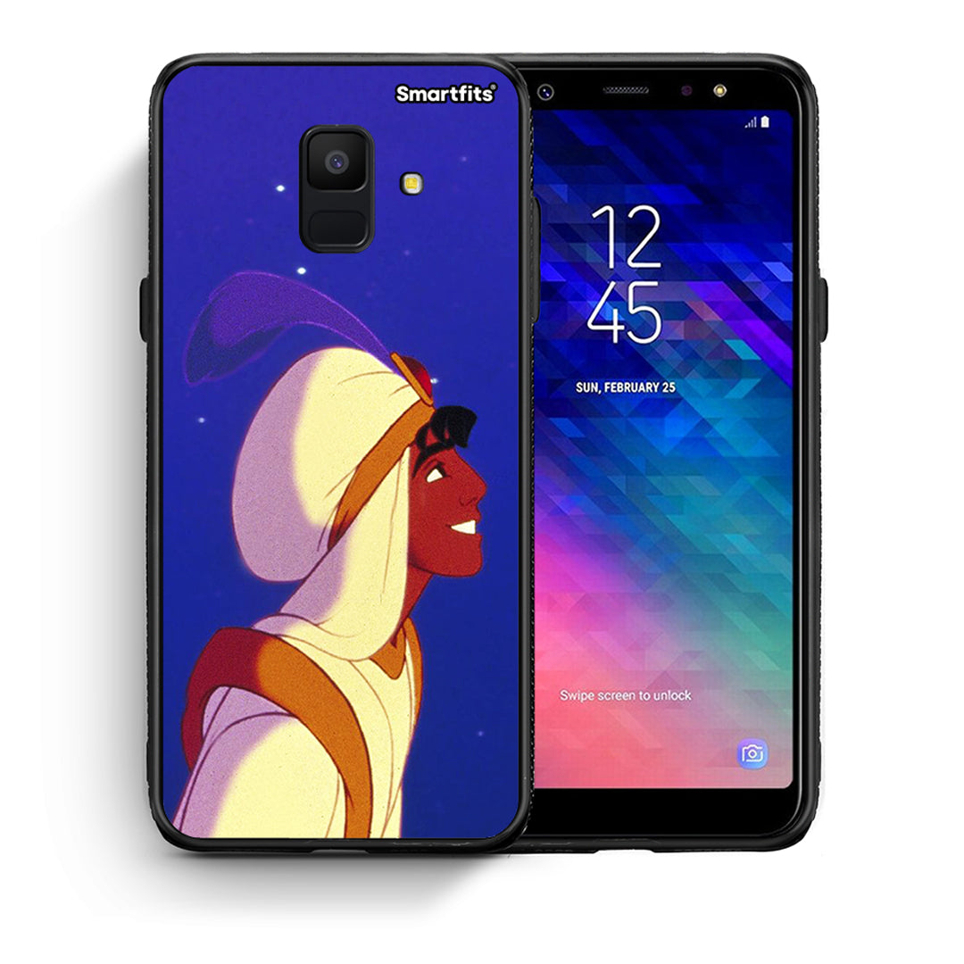 Θήκη Samsung A6 2018 Alladin And Jasmine Love 1 από τη Smartfits με σχέδιο στο πίσω μέρος και μαύρο περίβλημα | Samsung A6 2018 Alladin And Jasmine Love 1 case with colorful back and black bezels