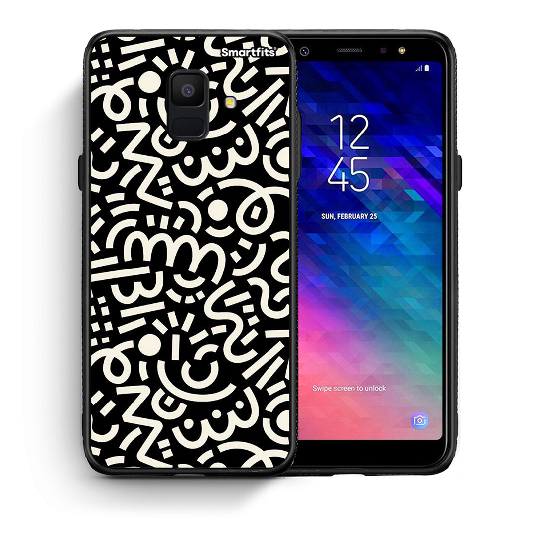Θήκη Samsung A6 2018 Doodle Art από τη Smartfits με σχέδιο στο πίσω μέρος και μαύρο περίβλημα | Samsung A6 2018 Doodle Art case with colorful back and black bezels