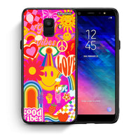 Thumbnail for Θήκη Samsung A6 2018 Hippie Love από τη Smartfits με σχέδιο στο πίσω μέρος και μαύρο περίβλημα | Samsung A6 2018 Hippie Love case with colorful back and black bezels