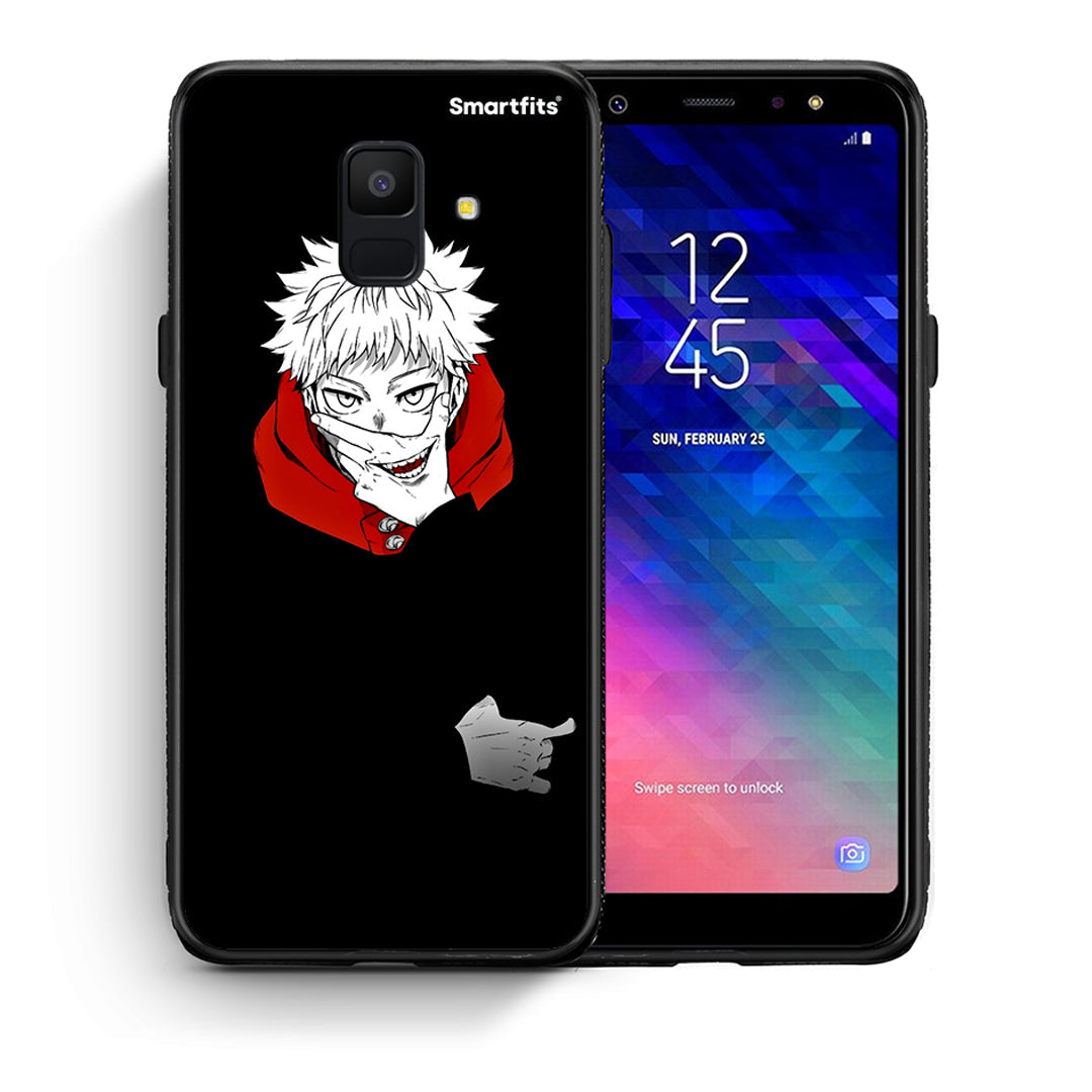 Θήκη Samsung A6 2018 Itadori Anime από τη Smartfits με σχέδιο στο πίσω μέρος και μαύρο περίβλημα | Samsung A6 2018 Itadori Anime case with colorful back and black bezels