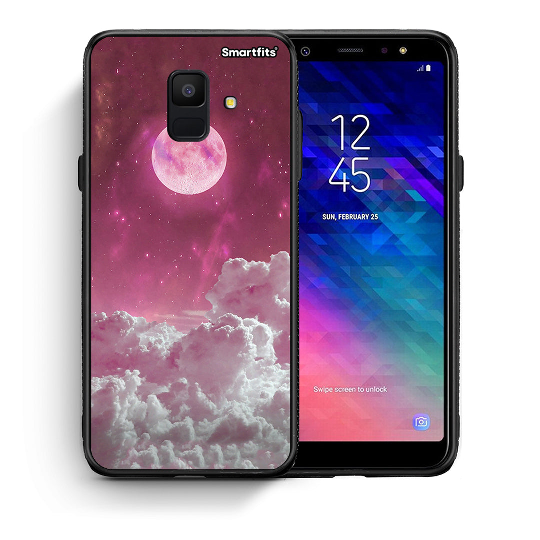 Θήκη Samsung A6 2018 Pink Moon από τη Smartfits με σχέδιο στο πίσω μέρος και μαύρο περίβλημα | Samsung A6 2018 Pink Moon case with colorful back and black bezels