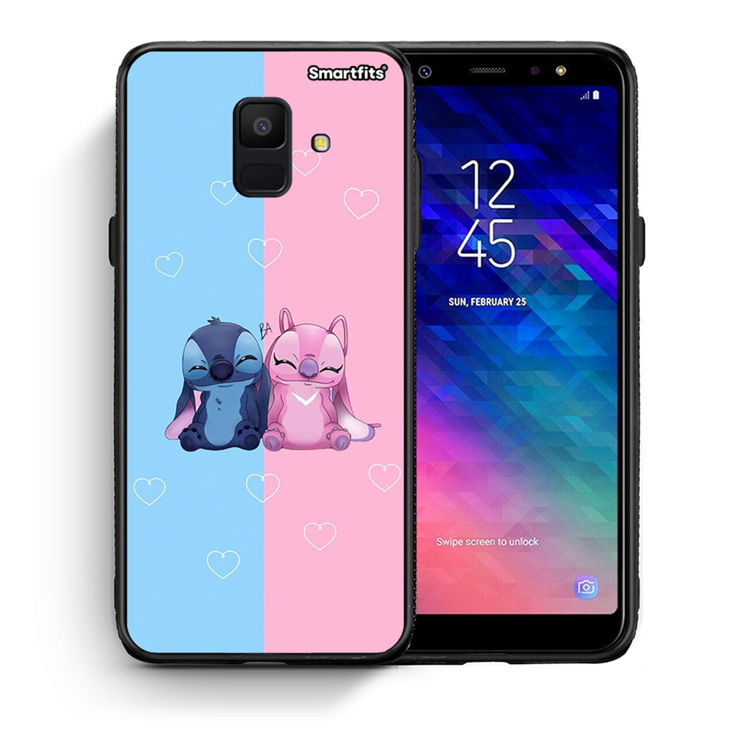 Θήκη Samsung A6 2018 Stitch And Angel από τη Smartfits με σχέδιο στο πίσω μέρος και μαύρο περίβλημα | Samsung A6 2018 Stitch And Angel case with colorful back and black bezels