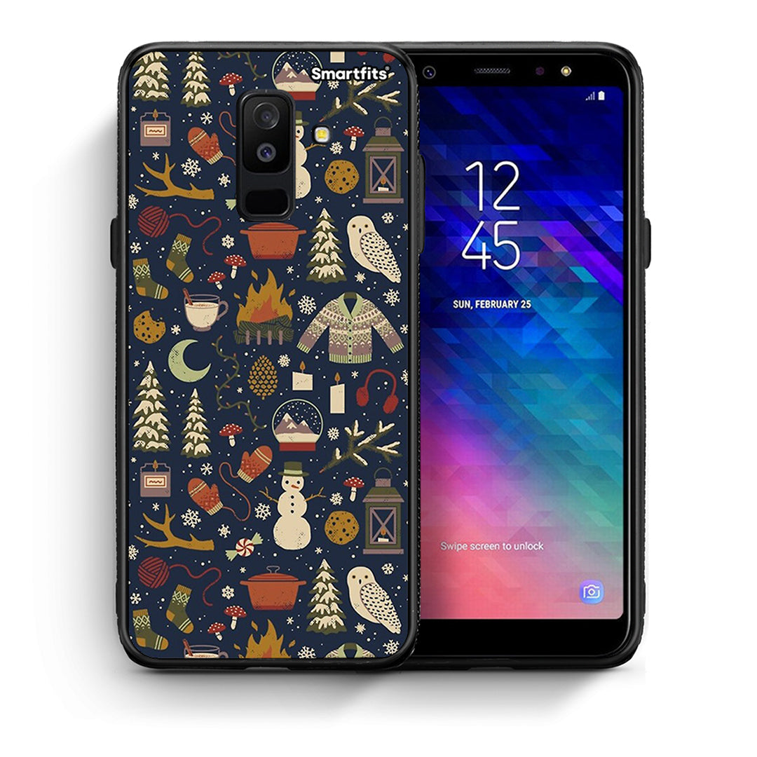 Θήκη Samsung A6+ 2018 Christmas Elements από τη Smartfits με σχέδιο στο πίσω μέρος και μαύρο περίβλημα | Samsung A6+ 2018 Christmas Elements case with colorful back and black bezels