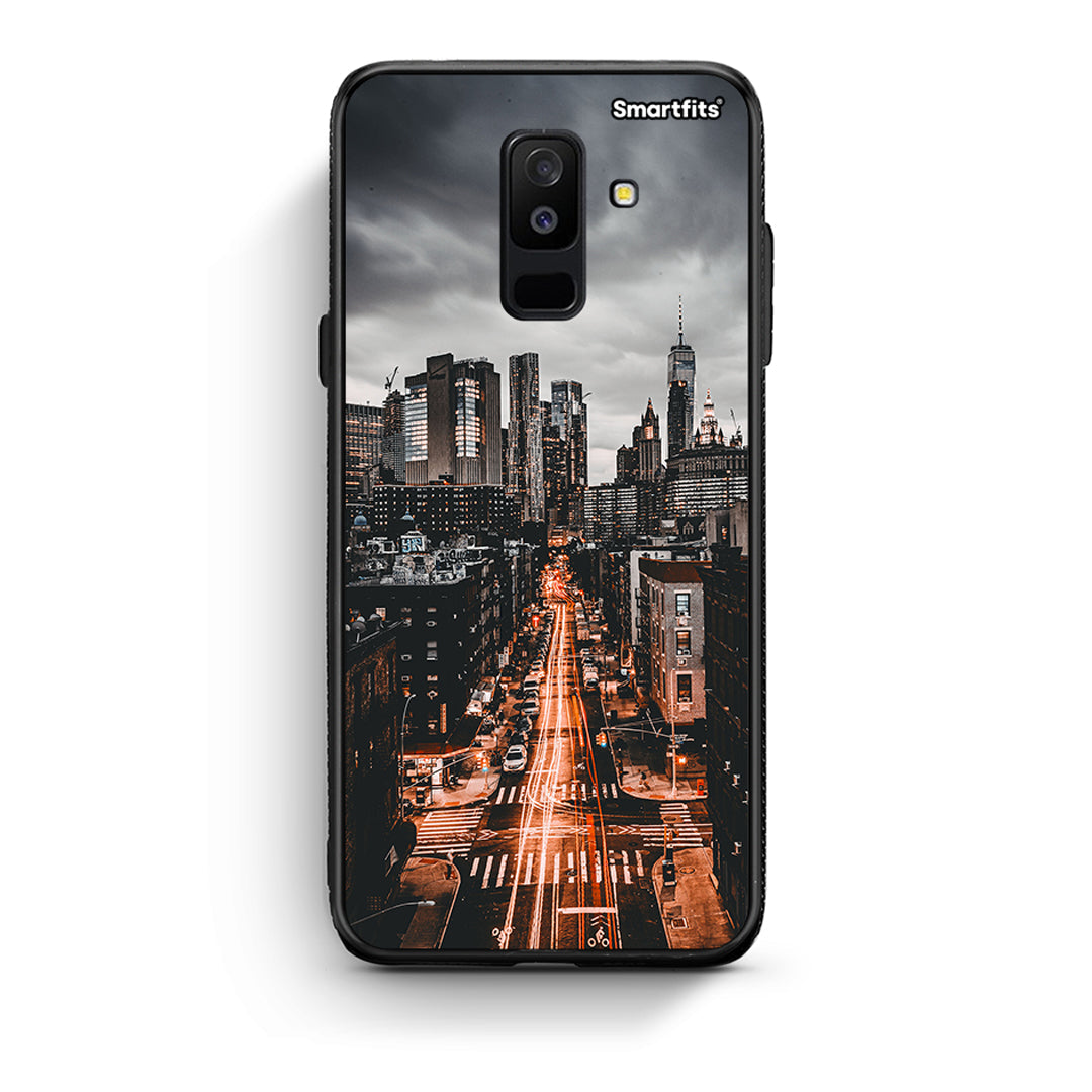samsung A6 Plus City Lights θήκη από τη Smartfits με σχέδιο στο πίσω μέρος και μαύρο περίβλημα | Smartphone case with colorful back and black bezels by Smartfits
