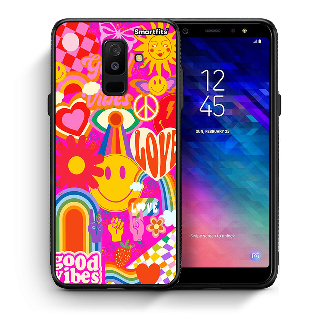 Θήκη Samsung A6+ 2018 Hippie Love από τη Smartfits με σχέδιο στο πίσω μέρος και μαύρο περίβλημα | Samsung A6+ 2018 Hippie Love case with colorful back and black bezels