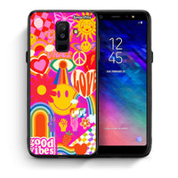 Thumbnail for Θήκη Samsung A6+ 2018 Hippie Love από τη Smartfits με σχέδιο στο πίσω μέρος και μαύρο περίβλημα | Samsung A6+ 2018 Hippie Love case with colorful back and black bezels