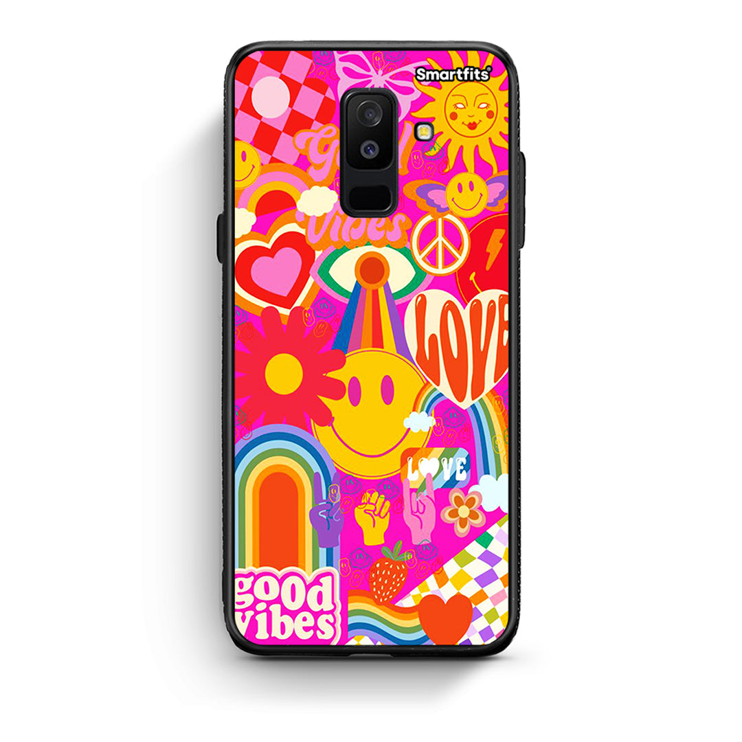samsung A6 Plus Hippie Love θήκη από τη Smartfits με σχέδιο στο πίσω μέρος και μαύρο περίβλημα | Smartphone case with colorful back and black bezels by Smartfits