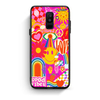 Thumbnail for samsung A6 Plus Hippie Love θήκη από τη Smartfits με σχέδιο στο πίσω μέρος και μαύρο περίβλημα | Smartphone case with colorful back and black bezels by Smartfits