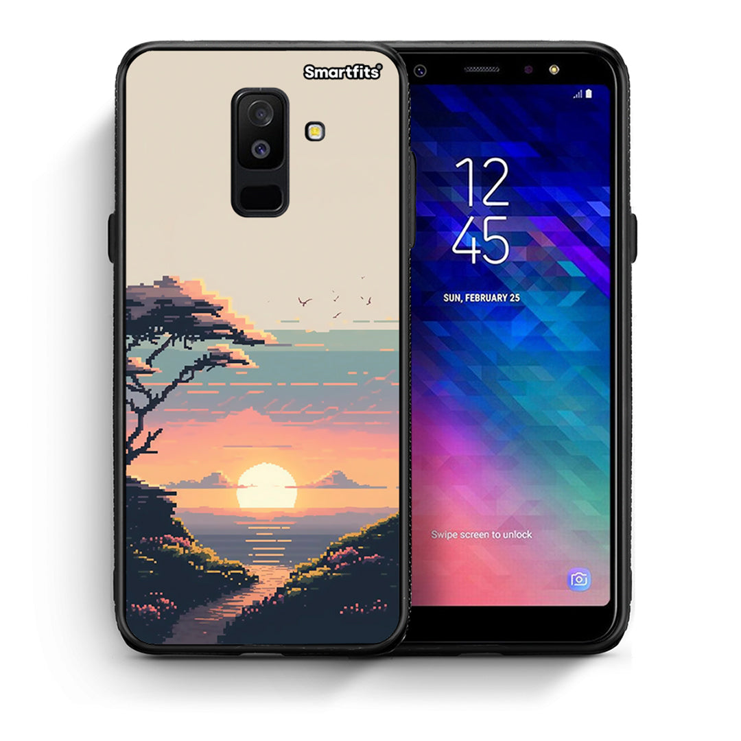 Θήκη Samsung A6+ 2018 Pixel Sunset από τη Smartfits με σχέδιο στο πίσω μέρος και μαύρο περίβλημα | Samsung A6+ 2018 Pixel Sunset case with colorful back and black bezels