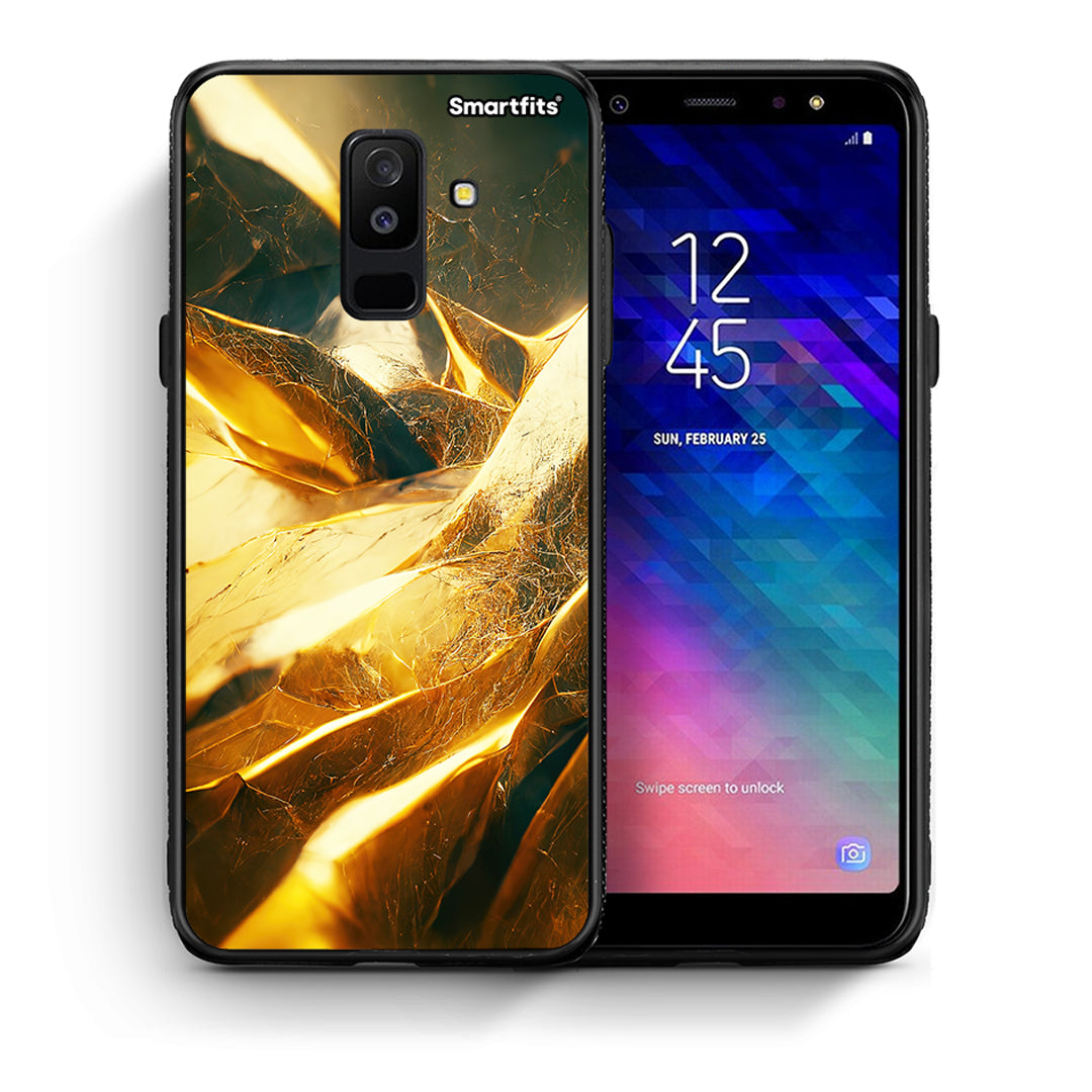 Θήκη Samsung A6+ 2018 Real Gold από τη Smartfits με σχέδιο στο πίσω μέρος και μαύρο περίβλημα | Samsung A6+ 2018 Real Gold case with colorful back and black bezels