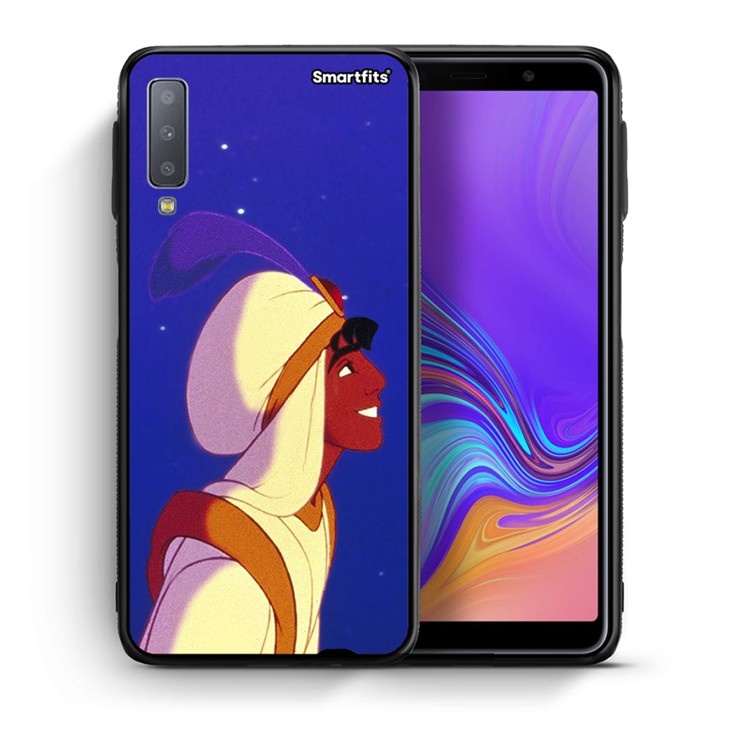 Θήκη Samsung A7 2018 Alladin And Jasmine Love 1 από τη Smartfits με σχέδιο στο πίσω μέρος και μαύρο περίβλημα | Samsung A7 2018 Alladin And Jasmine Love 1 case with colorful back and black bezels