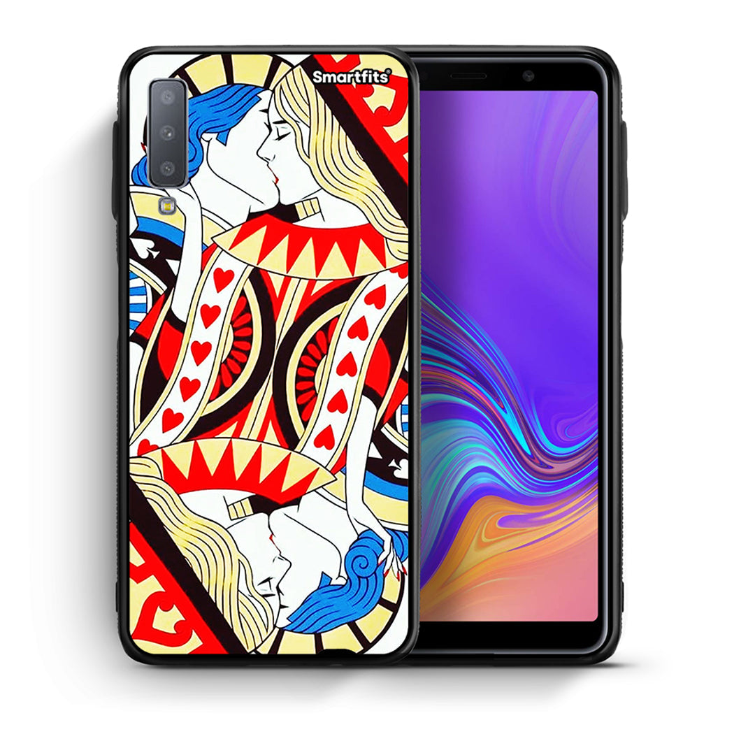 Θήκη Samsung A7 2018 Card Love από τη Smartfits με σχέδιο στο πίσω μέρος και μαύρο περίβλημα | Samsung A7 2018 Card Love case with colorful back and black bezels