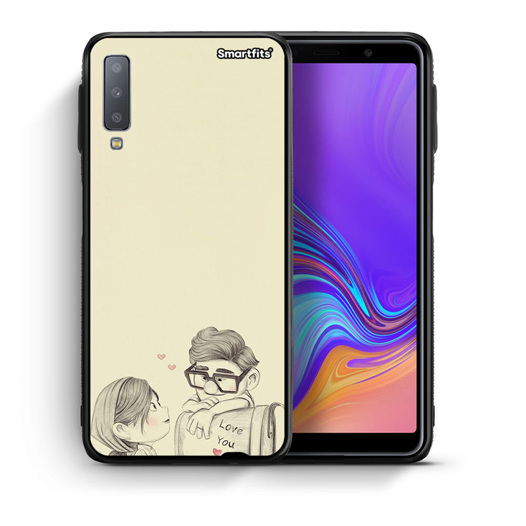 Θήκη Samsung A7 2018 Carl And Ellie από τη Smartfits με σχέδιο στο πίσω μέρος και μαύρο περίβλημα | Samsung A7 2018 Carl And Ellie case with colorful back and black bezels